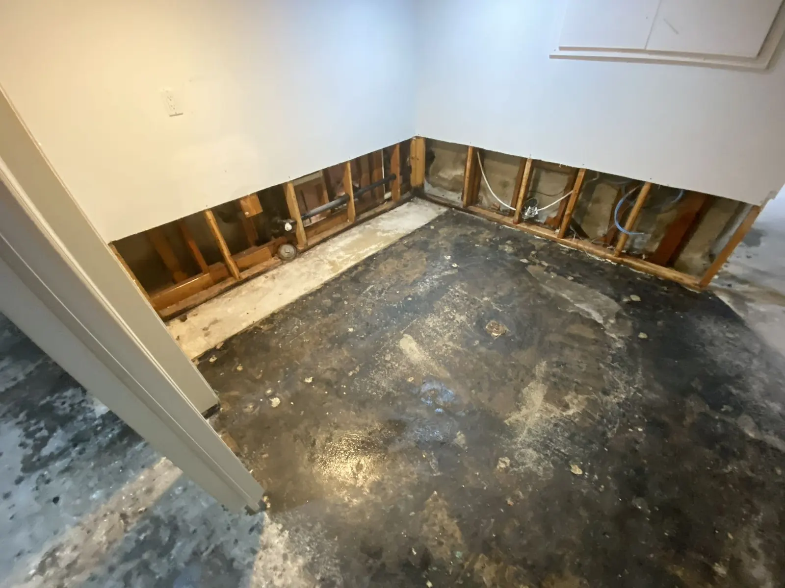 Flood cuts open wall cavities