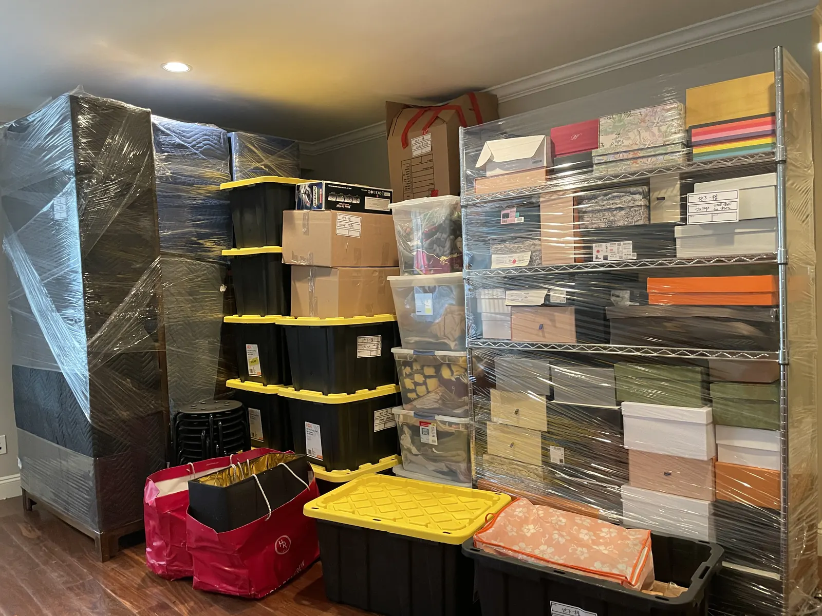 Belongings packed out and protected